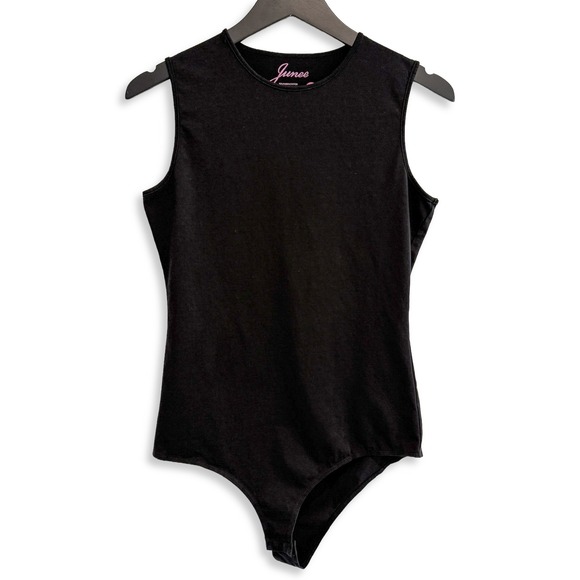 Junee Tops - Junee Bodysuit Women XL Black Sleeveless High Neck Snap Bottom Layering